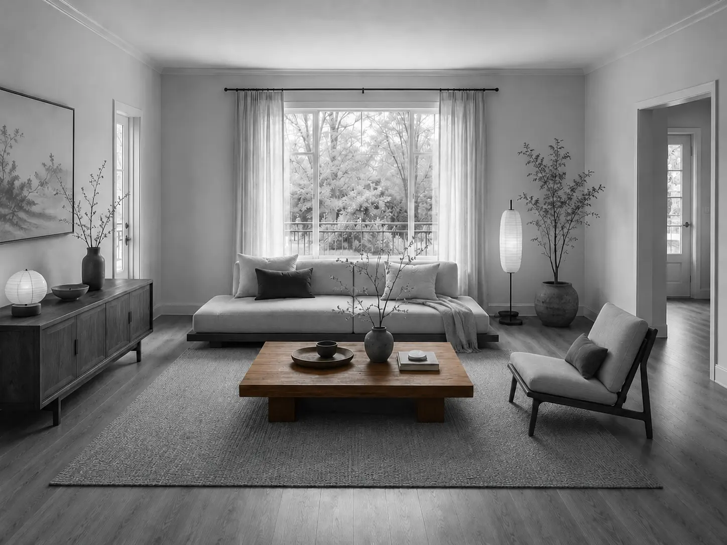 Living room with new dark oak table
